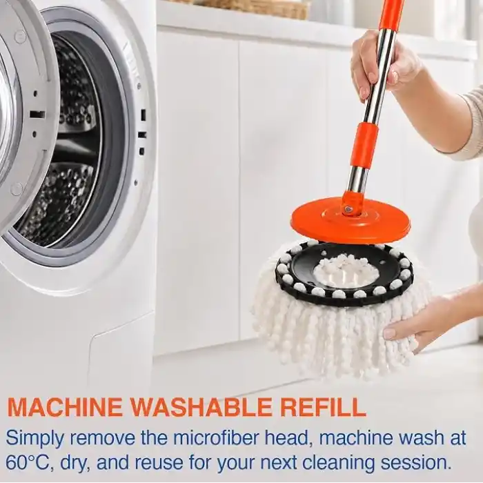 Macromax Force Pedallı Otomatik Temizlik Seti, Döner Mekanizmalı 360 Başlıklı Mikrofiber Paspas