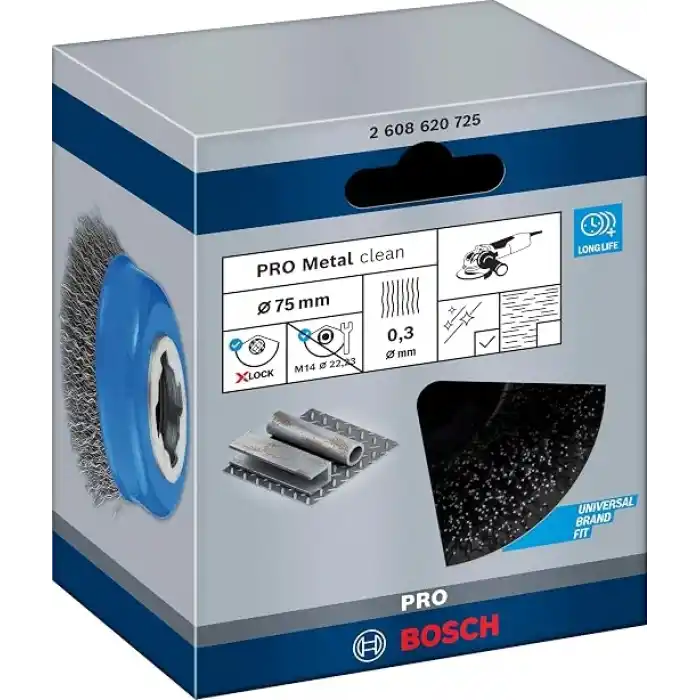 Bosch Professional Accessories Clean Dalgalı Tencere Fırçası (Metal İçin, X-Lock İçin, Ø 75 Mm, Tel Kalınlığı 0,3 Mm, Ø 125 Mm)