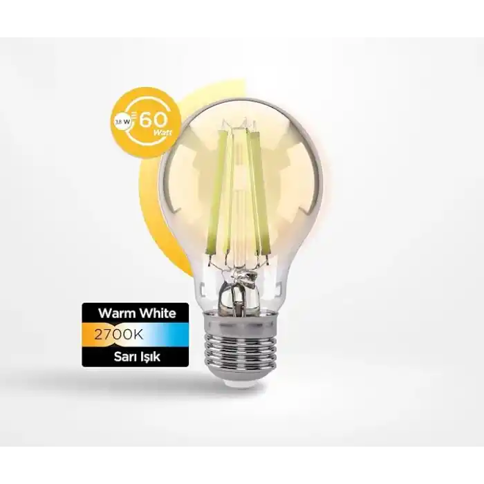 Panasonic Filament Ampul E27 A Sınıfı Enerji 3.8W 806LM 2700K Clear