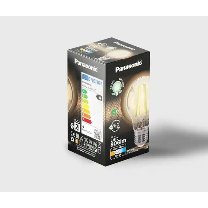 Panasonic Filament Ampul E27 A Sınıfı Enerji 3.8W 806LM 2700K Clear