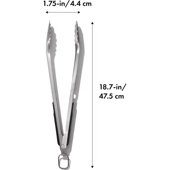 OXO Good Grips Paslanmaz Çelik Uzun Barbekü Maşası, Dahili Şişe Açacaklı 47,5 cm - Sosis, Sebze ve Daha Fazlası İçin