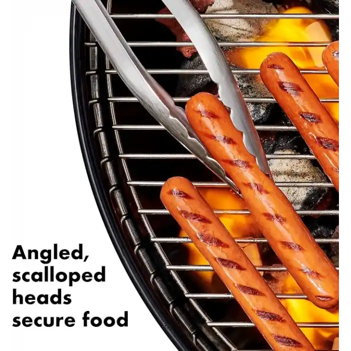 OXO Good Grips Paslanmaz Çelik Uzun Barbekü Maşası, Dahili Şişe Açacaklı 47,5 cm - Sosis, Sebze ve Daha Fazlası İçin