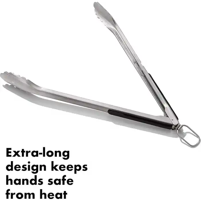 OXO Good Grips Paslanmaz Çelik Uzun Barbekü Maşası, Dahili Şişe Açacaklı 47,5 cm - Sosis, Sebze ve Daha Fazlası İçin