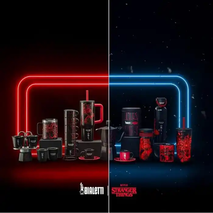 Bialetti Stranger Things 4lü Kahve Fincanı Seti, Isıya Duyarlı, Renk Değiştiren, Bulaşık Makinesinde Yıkanamaz - Her biri 80 ml, Siyah