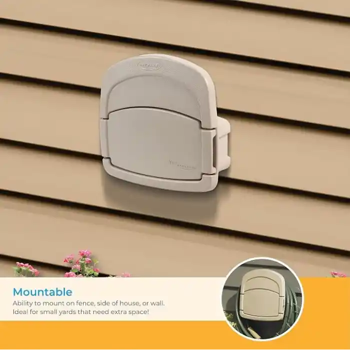 Suncast CPLDHH15000 Deluxe Bahçe Hangout 150 Ayak Kapasiteli ve Kapalı Depolama Bölmesi, DHH150 Hortum Askısı, Boyutsuz, Açık Boz Kahverengi
