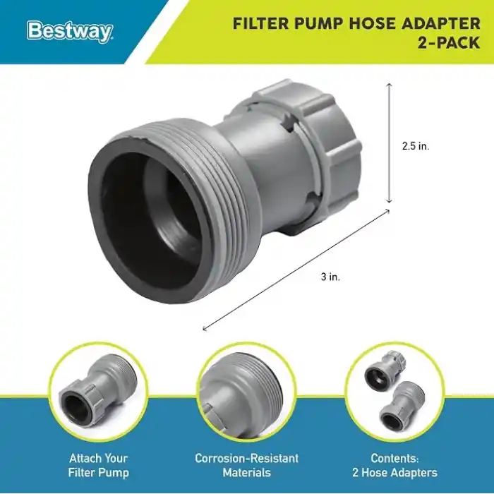 Bestway Flowclear Yer Üstü Filtre Pompası Havuz Hortumu Adaptörü, Hortum Çapı 1,5 (38 mm) Ölçer ve 1,25 (32 mm) Çaplı Havuz Vanalarına Bağlanır