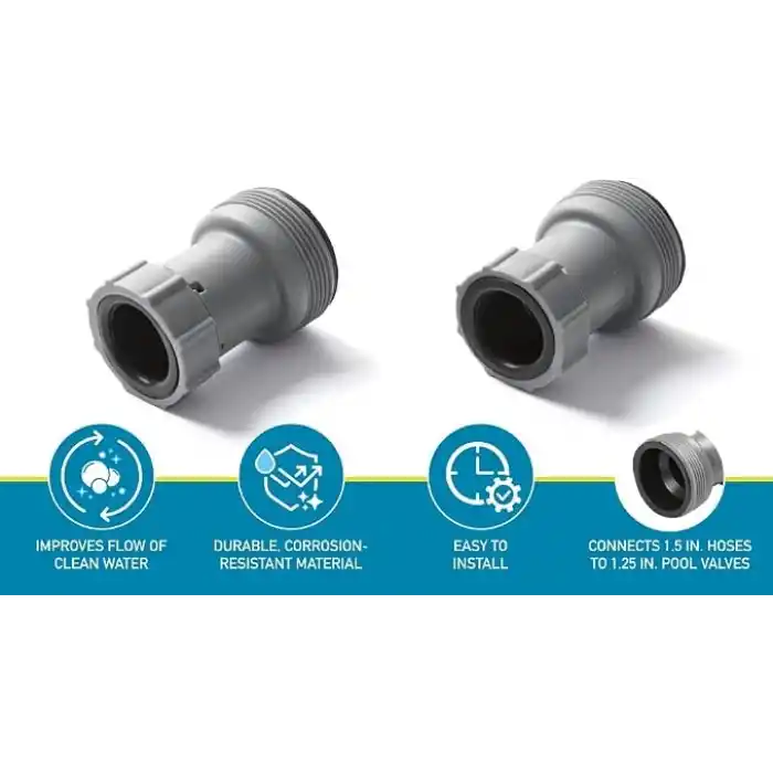 Bestway Flowclear Yer Üstü Filtre Pompası Havuz Hortumu Adaptörü, Hortum Çapı 1,5 (38 mm) Ölçer ve 1,25 (32 mm) Çaplı Havuz Vanalarına Bağlanır