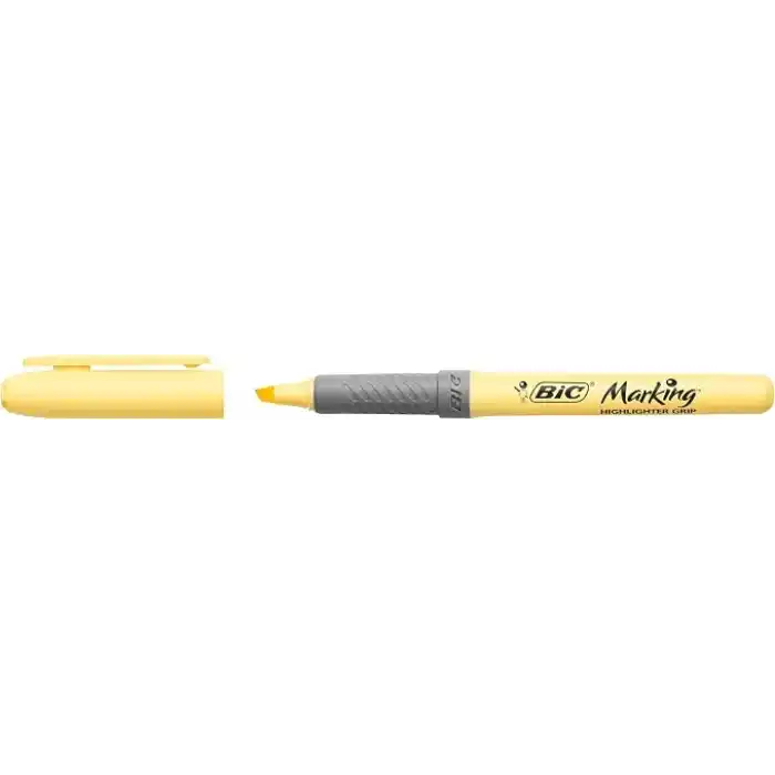 BIC Intensity Highlighter Grip Pastel Marker Fosforlu Kalem 6lı Blister, Su Bazlı Mürekkep, 6 Pastel Renk, Kauçuk Tutaçlı