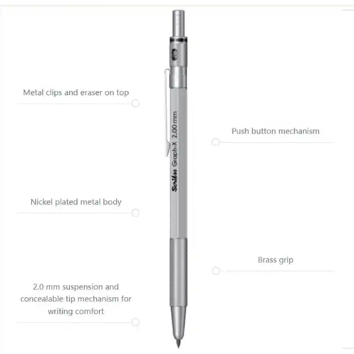 Scrikss Office Graphx Mekanik Kurşun Kalem Kurşun Gri 2 Mm