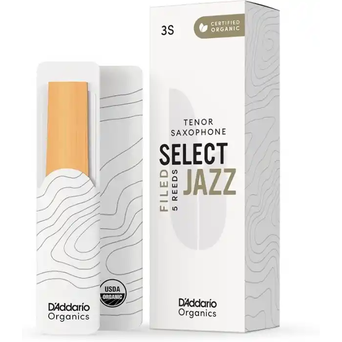 DAddario Organik Select Jazz Filed Tenor Saksafon Dili - Saksafon Boruları - İlk ve tek organik kamış boru - 3 yumuşak, 5 paket