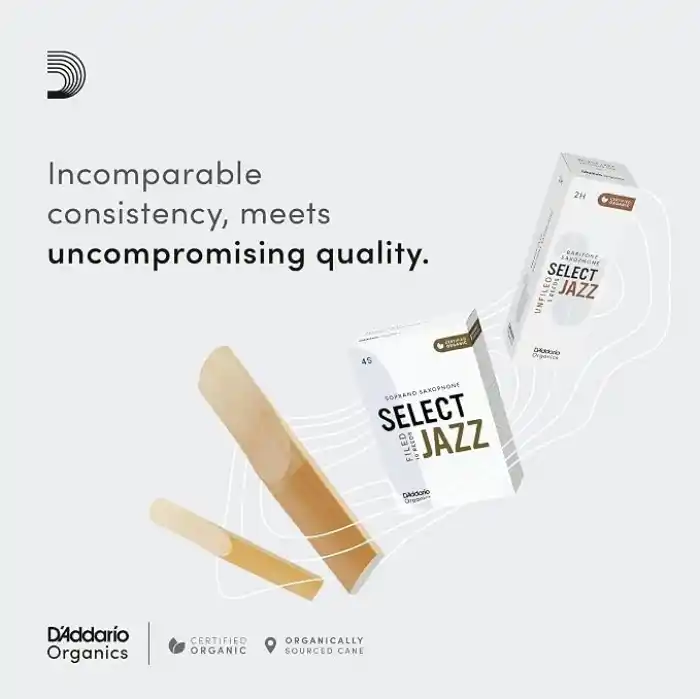 DAddario Organik Select Jazz Filed Tenor Saksafon Dili - Saksafon Boruları - İlk ve tek organik kamış boru - 3 yumuşak, 5 paket