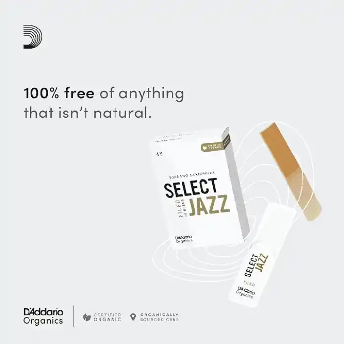 DAddario Organik Select Jazz Filed Tenor Saksafon Dili - Saksafon Boruları - İlk ve tek organik kamış boru - 3 yumuşak, 5 paket