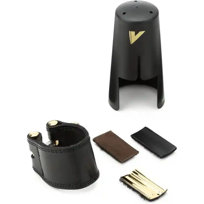 Vandoren LC27P Deri Ligatür ve Plastik Kapak, Alto Sax için 3 Değiştirilebilir Basınç Plakalı, siyah