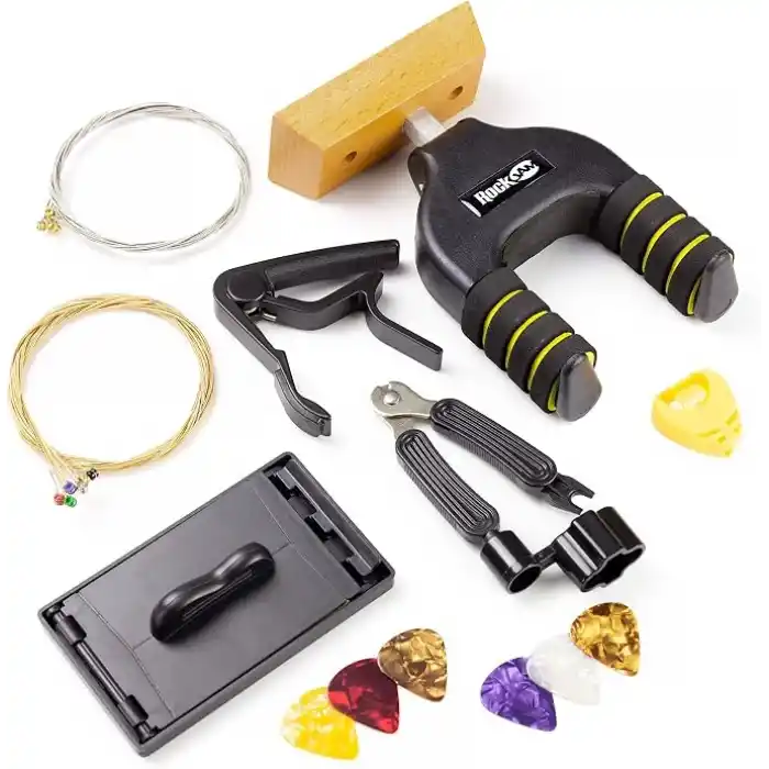 RockJam Evrensel Gitar Aksesuarları, Süper Kit Gitar Duvar Montajı, Elektrikli Gitar Telleri, Akustik Gitar Telleri, Gitar Tuner Çoklu Alet, Gitar Capo, Gitar Plektrumları ve Gitar Penası Tutucu