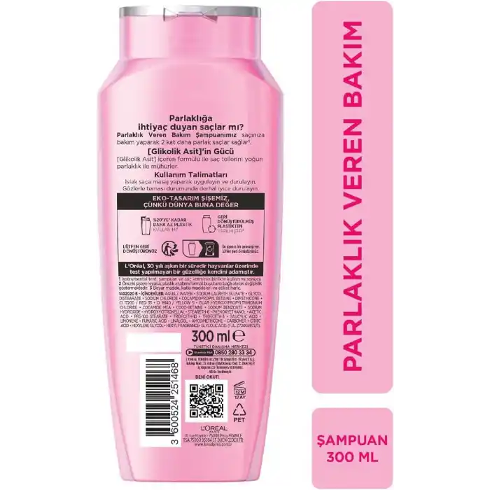 ELSEVE Glycolic Gloss Parlaklık Veren Bakım Şampuanı 300ml