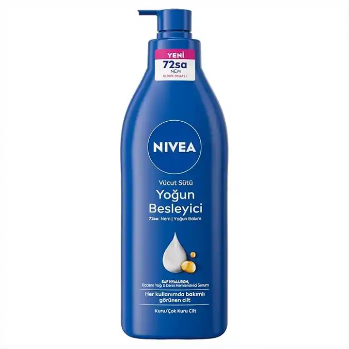 NIVEA Besleyici Vücut Sütü 400 ml, Kuru ve Çok Kuru Ciltler, 72 Saat Yoğun Nemlendirici,Badem Yağı