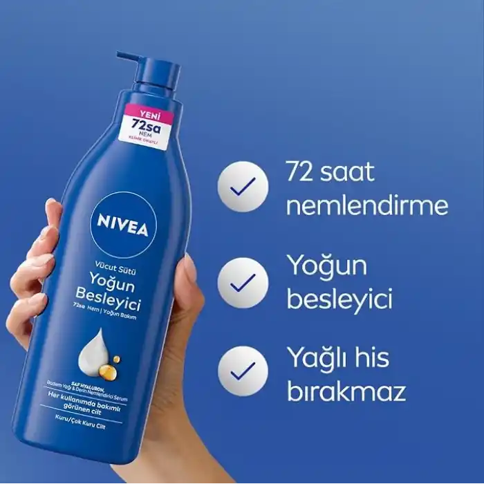 NIVEA Besleyici Vücut Sütü 400 ml, Kuru ve Çok Kuru Ciltler, 72 Saat Yoğun Nemlendirici,Badem Yağı