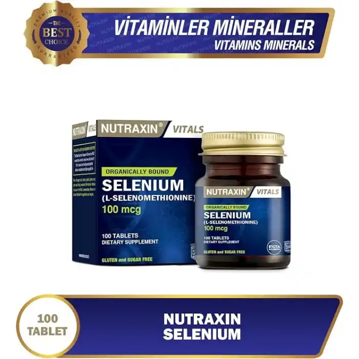 Nutraxin Vitals Selenium (L-Selenomethionine) 100 mcg 100 Kapsül Takviye Edici Gıda