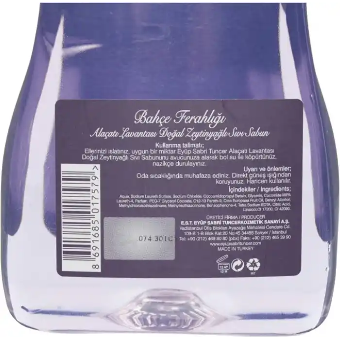 Eyüp Sabri Tuncer Doğal Zeytinyağlı Sıvı Sabun Alaçati Lavantasi 1,5 L Pet Şişe (1 x 1500 ml)