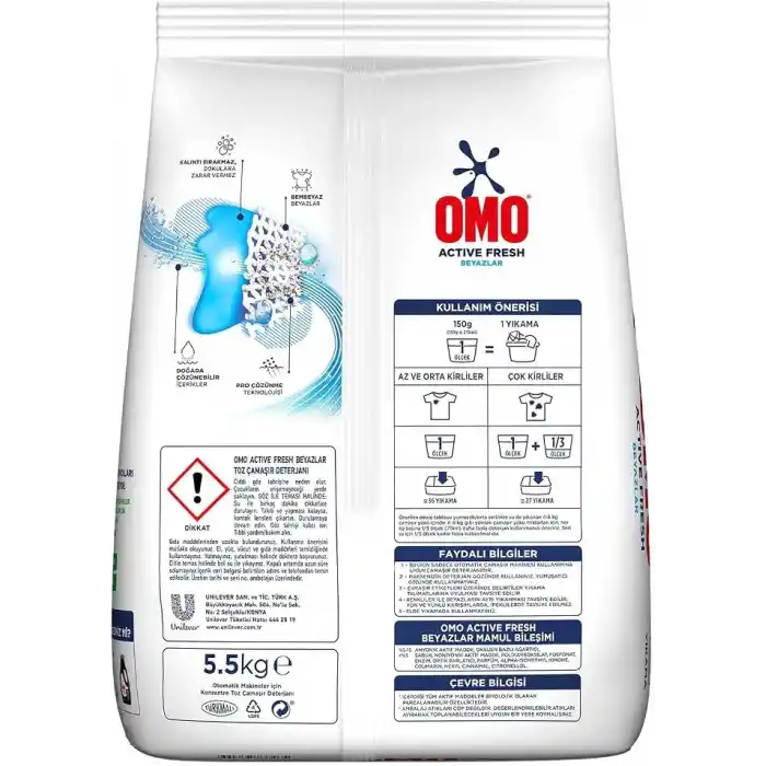 OMO Active Fresh Beyazlar Toz Deterjanı 5.5 kg