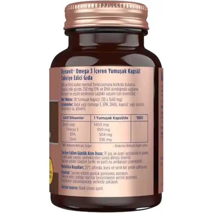 Dynavit Omega 3 950 mg 30 Yumuşak Kapsül - Yüksek EPA & DHA - 1400mg Balık Yağı