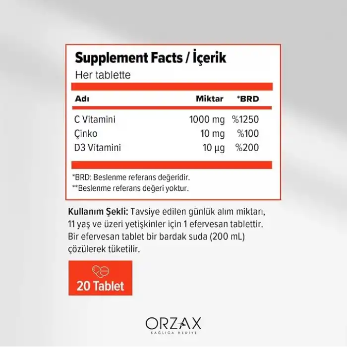 Orzax Efervit Defence 20 Efervesan Tablet