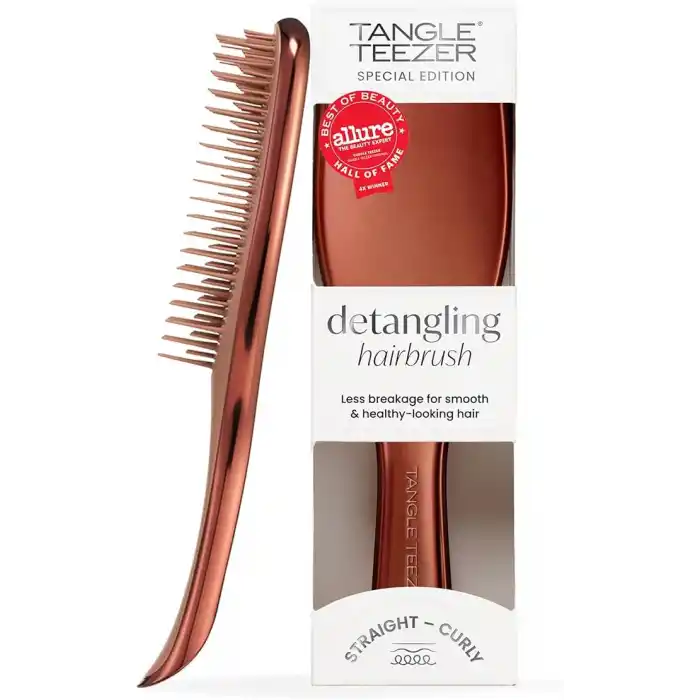 Tangle Teezer Ultimate Detangler Chrome Choc Bronze Islak ve Kuru Düz ve Kıvırcık Saçlar için Saç Fırçası Tarak