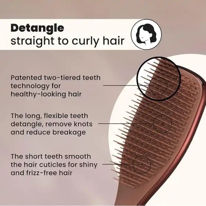 Tangle Teezer Ultimate Detangler Chrome Choc Bronze Islak ve Kuru Düz ve Kıvırcık Saçlar için Saç Fırçası Tarak