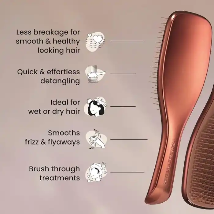 Tangle Teezer Ultimate Detangler Chrome Choc Bronze Islak ve Kuru Düz ve Kıvırcık Saçlar için Saç Fırçası Tarak