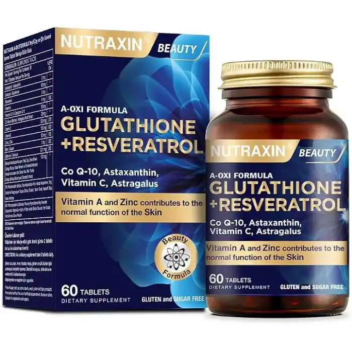 Nutraxin Plus A-Oxi Formula Glutathione + Astaxanthin 60 Tablet Takviye Edici Gıda