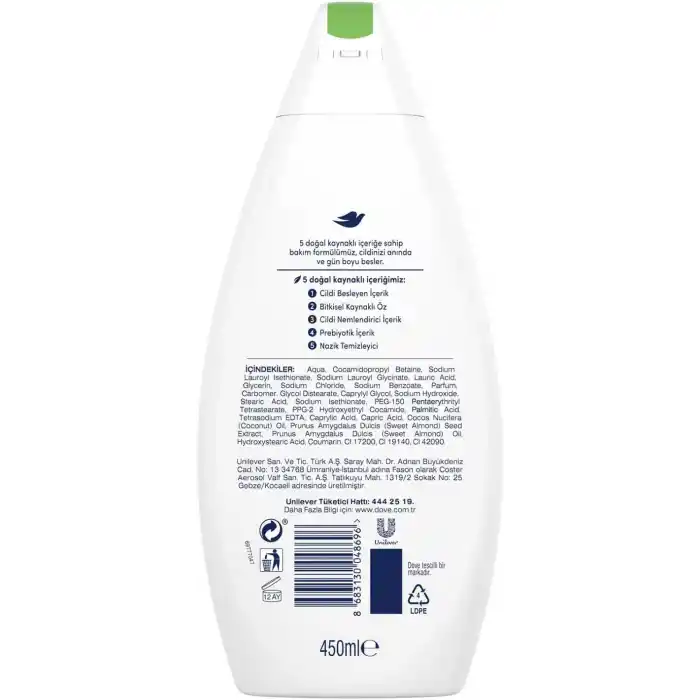 Dove Nemlendirici Duş Jeli Hindistan Cevizi Yağı ve Badem Özü 450 ml