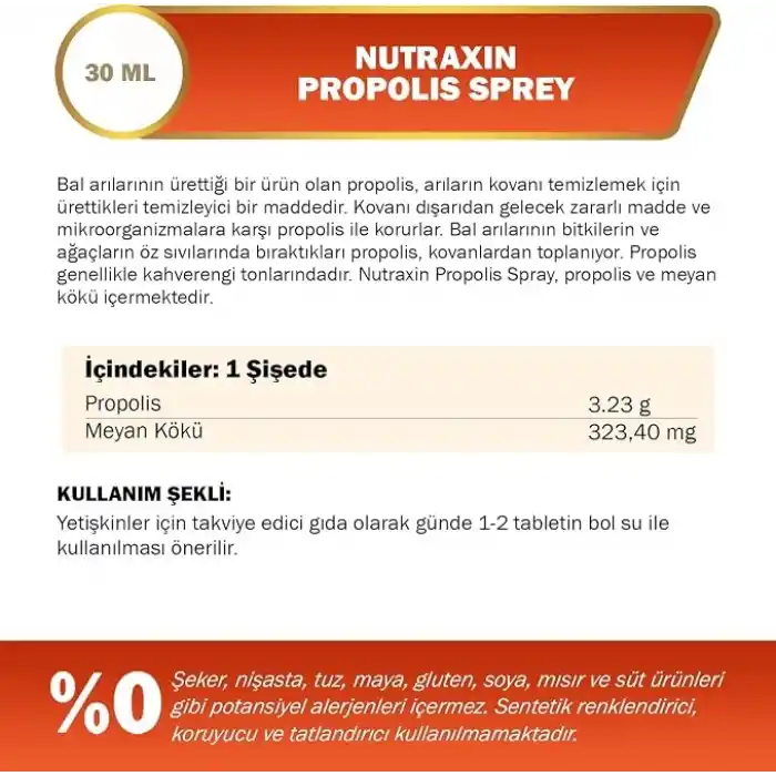 Nutraxin Propolis Ekstresi İçeren Boğaz Spreyi 30 mL