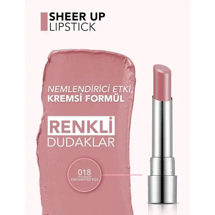 Flormar Nemlendirici Parlak Ruj- Sheer up Lipstick- 018 Enchanted Kiss- 8682536097864