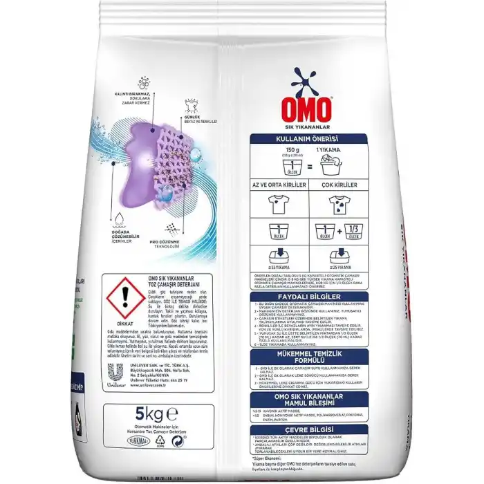 Omo Sık Yıkananlar Beyazlar ve Renkliler Toz Deterjanı 5 kg