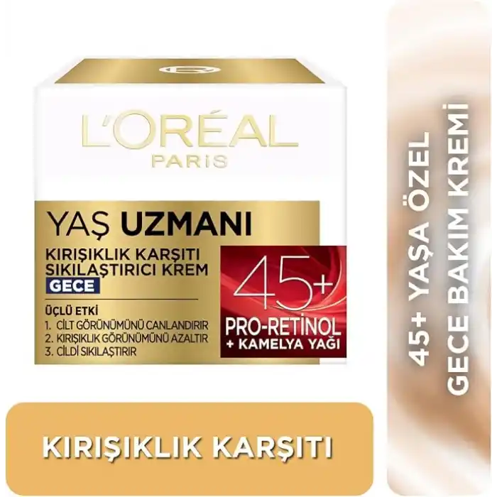 LOreal Paris Yaş Uzmanı 45+ Kırışıklık Karşıtı Sıkılaştırıcı Gece Kremi