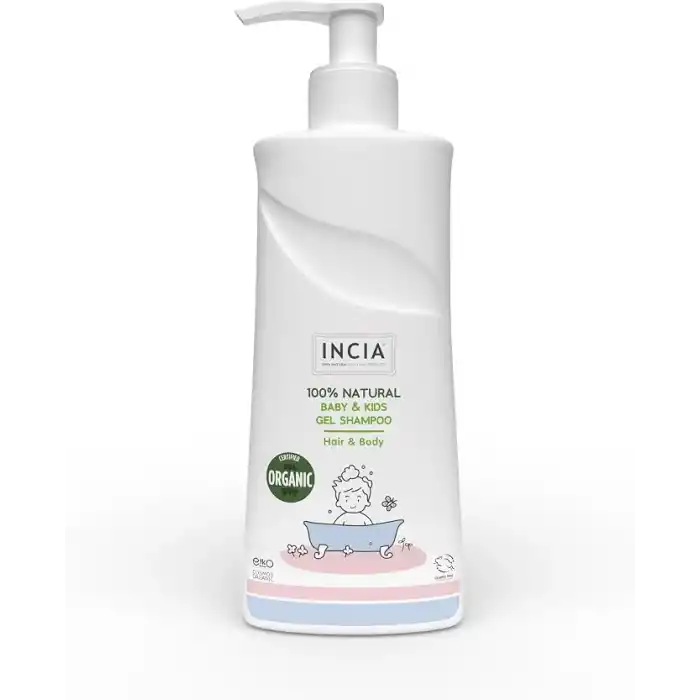 INCIA%100 Doğal Organik Sertifikalı Bebek ve Çocuk Jel Şampuanı Saç Vücut Lavanta Konak Önleyici 350 ml
