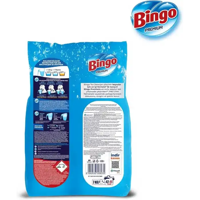 Bingo Premium Toz Çamaşır Deterjanı 7 kg Beyaz