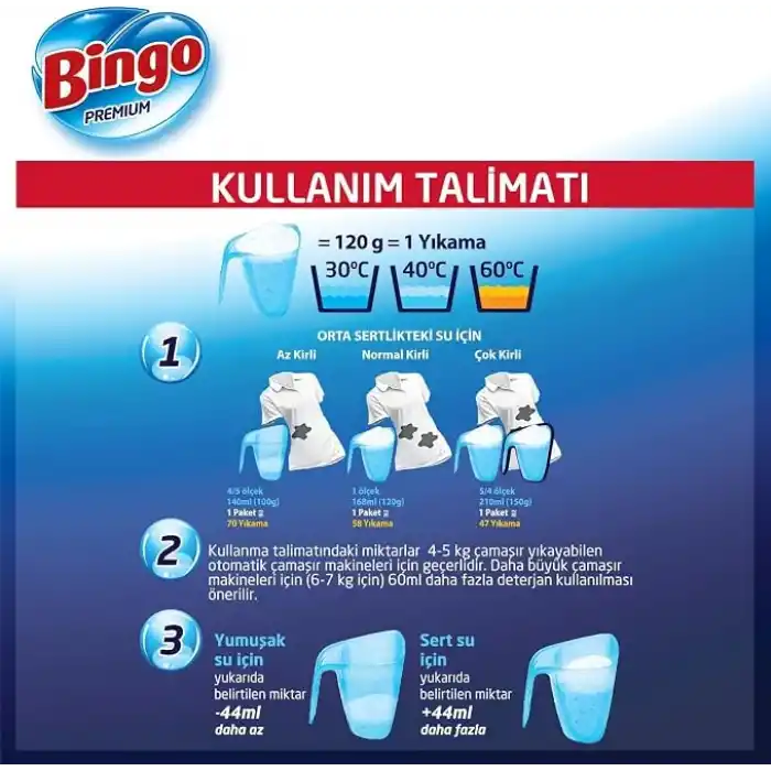 Bingo Premium Toz Çamaşır Deterjanı 7 kg Beyaz