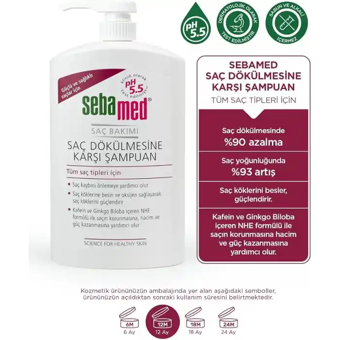 Sebamed Saç Dökülmesine Karşı Güçlendirici Etkili Kafein ve Ginkgo Biloba İçerikli Şampuan 1000 ml