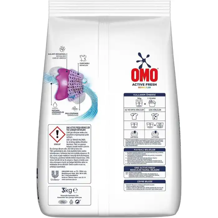 Omo Active Fresh Renkliler Toz Deterjanı 3 kg