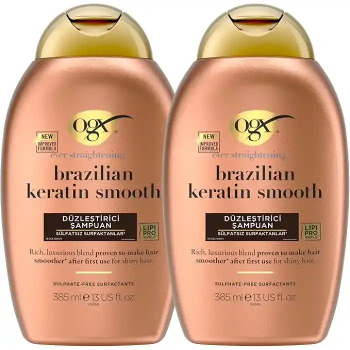OGX Brazilian Keratin Smooth Şampuan, 385 ml, 2li Paket