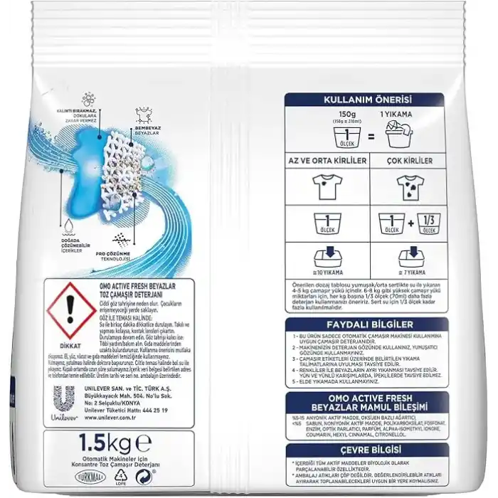 Omo Active Fresh Beyazlar Toz Deterjanı 1.5 kg