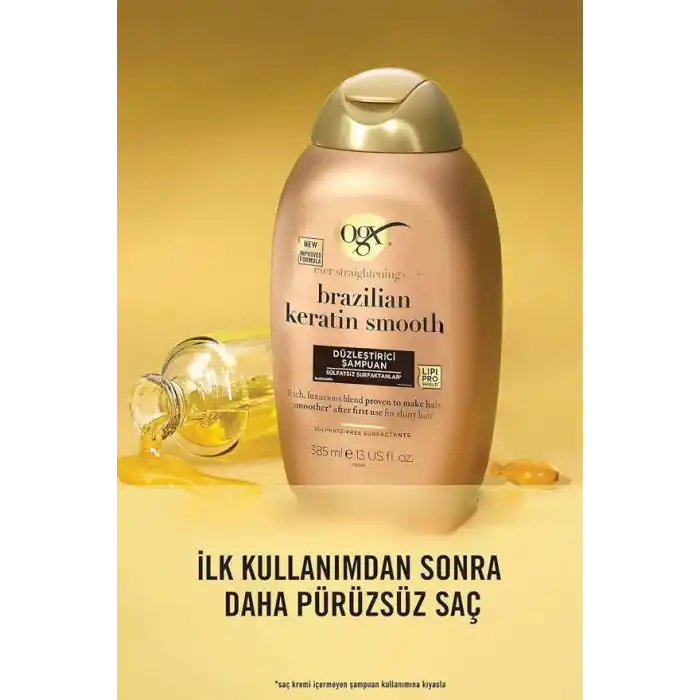 OGX Brazilian Keratin Smooth Şampuan, 385 ml, 2li Paket