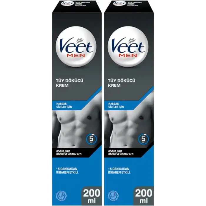 Veet Tüy Dökücü Krem Erkeklere Özel, Hassas Cilt (2 x 200 ML)