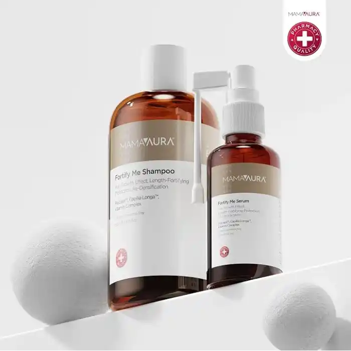 Mamaaura Fortify Me Set, Saç Dökülme Görünümünü Azaltmaya Yardımcı, Procapil ve Capilia Longa İçeren Saç Kökü Destekleyici Şampuan & Serum Seti