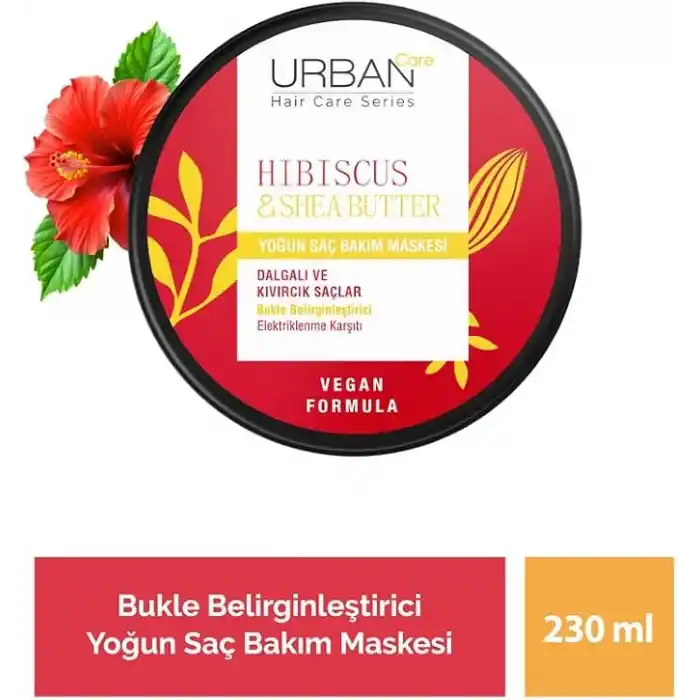 URBAN Care Twisted Curls Hibiscus & Shea Butter Kıvırcık ve Dalgalı Saçlara Özel Yoğun Saç Bakım Maskesi 230 ml- Vegan