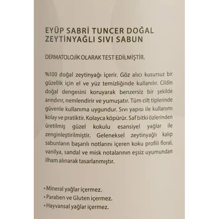 Eyüp Sabri Tuncer Doğal Zeytinyağli Sivi Sabun 750 ml Pet Şişe (1 x 750 ml)