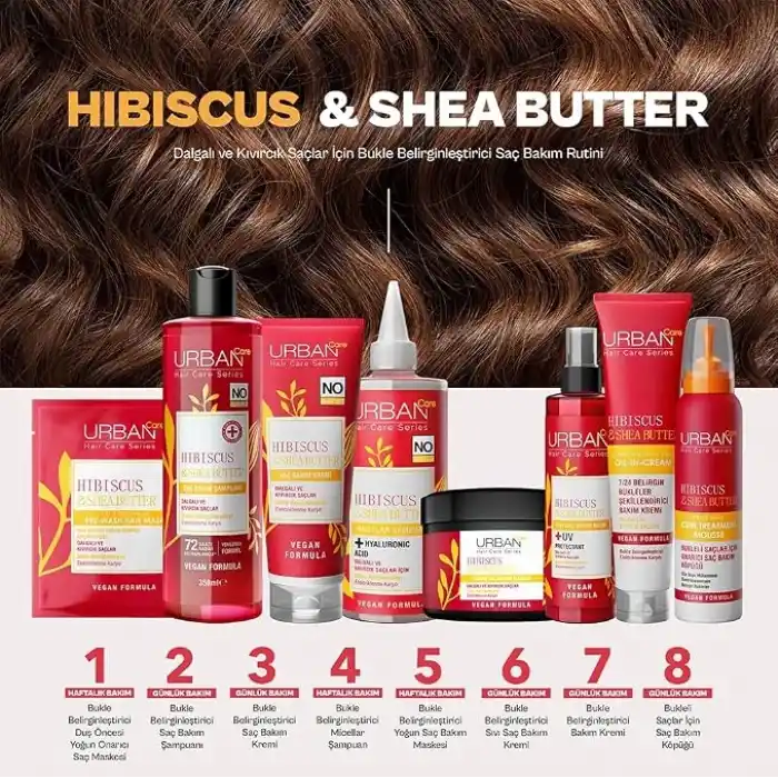 URBAN Care Twisted Curls Hibiscus & Shea Butter Kıvırcık ve Dalgalı Saçlara Özel Yoğun Saç Bakım Maskesi 230 ml- Vegan
