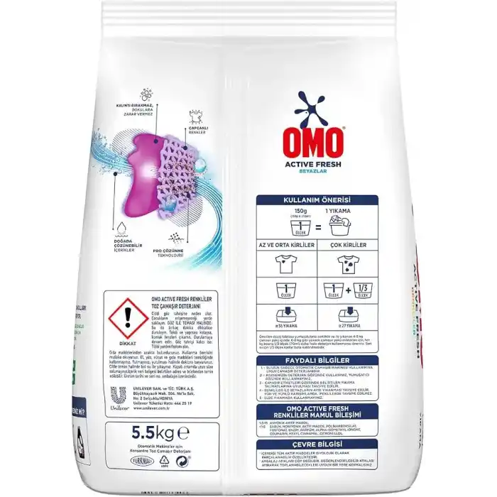 Omo Active Fresh Renkliler Toz Deterjanı 5.5 kg