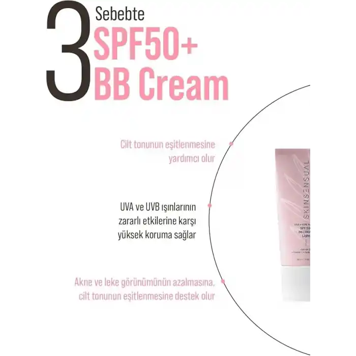 Skin Sensual SPF50+ PA++++ Kapatıcı BB Krem Light 50 ml | Leke Karşıtı, Aydınlık Cilt Görünümü | UVA+UVB Koruma | Geniş Spektrum Koruma